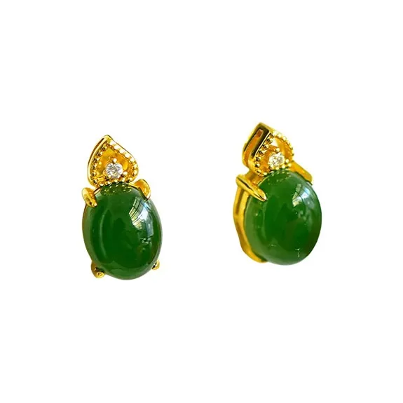 Jade Ink Love Hetian Jade Earrings Jasper Women's-0