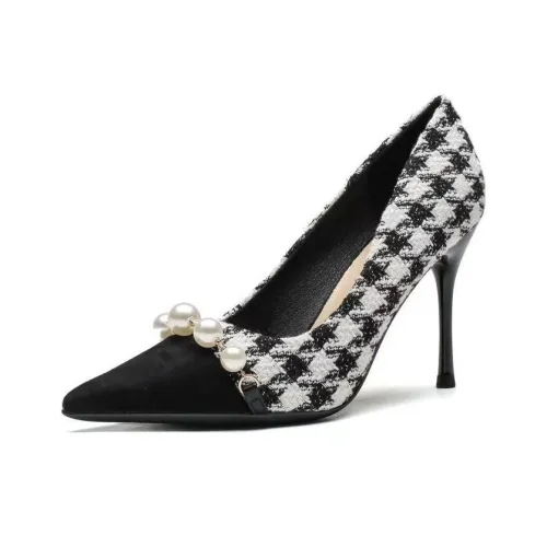 CZRSK Slim Heel High Heels Women's Black White