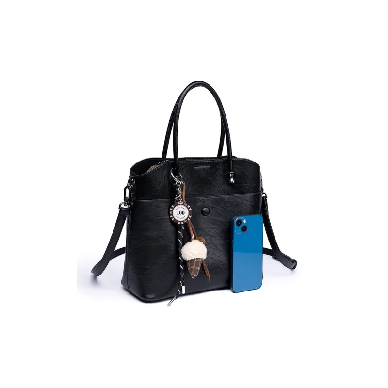 GELANDAI Vegetable Tanned Cow Leather Handbag, Shoulder Bag, Crossbody Bag Regular Women's Coffee/Black-12