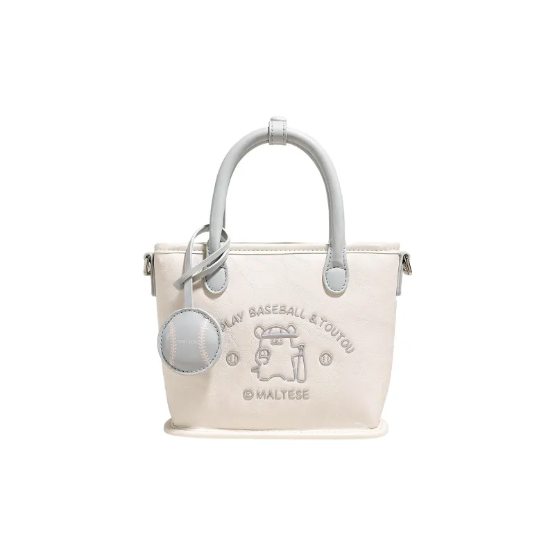 TOUTOU Line Puppy Co branded Model Synthetic Leather Handbag Regular Women's Cream White-0