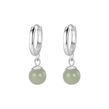 Zoo Jewel Hetian Jade Earrings Pale Greenish White Jade Women's