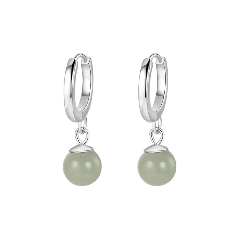 Zoo Jewel Hetian Jade Earrings Pale Greenish White Jade Women's-0