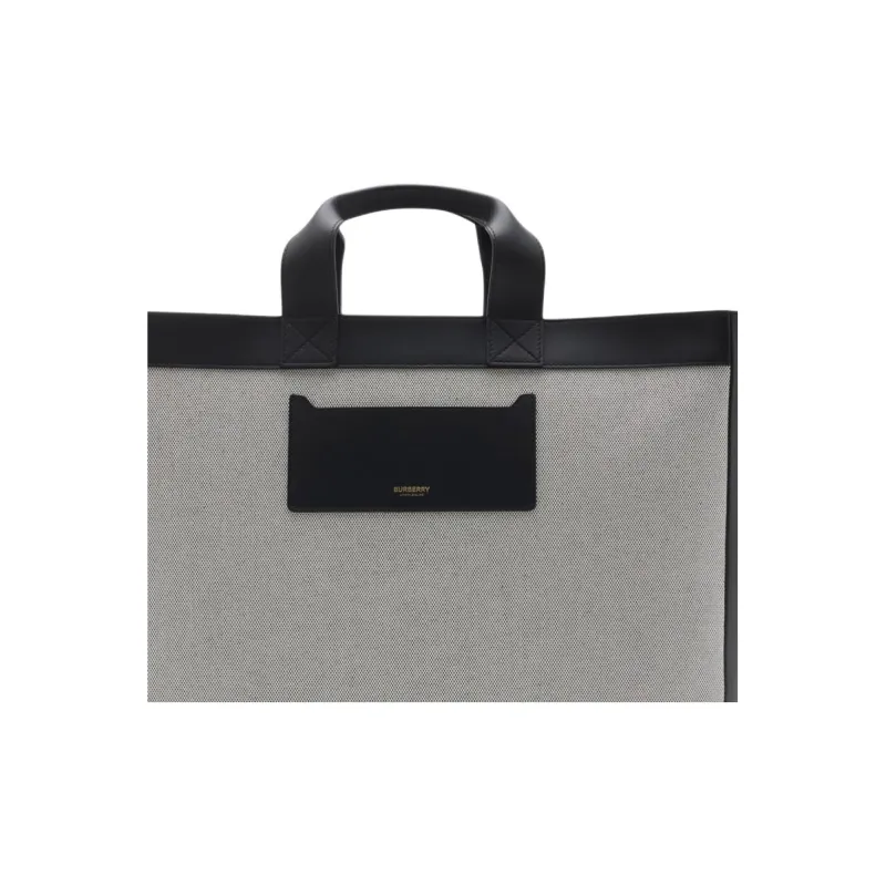 Burberry Cotton Canvas Shoulder Bag Crossbody Bag Handbag Women's Black-3