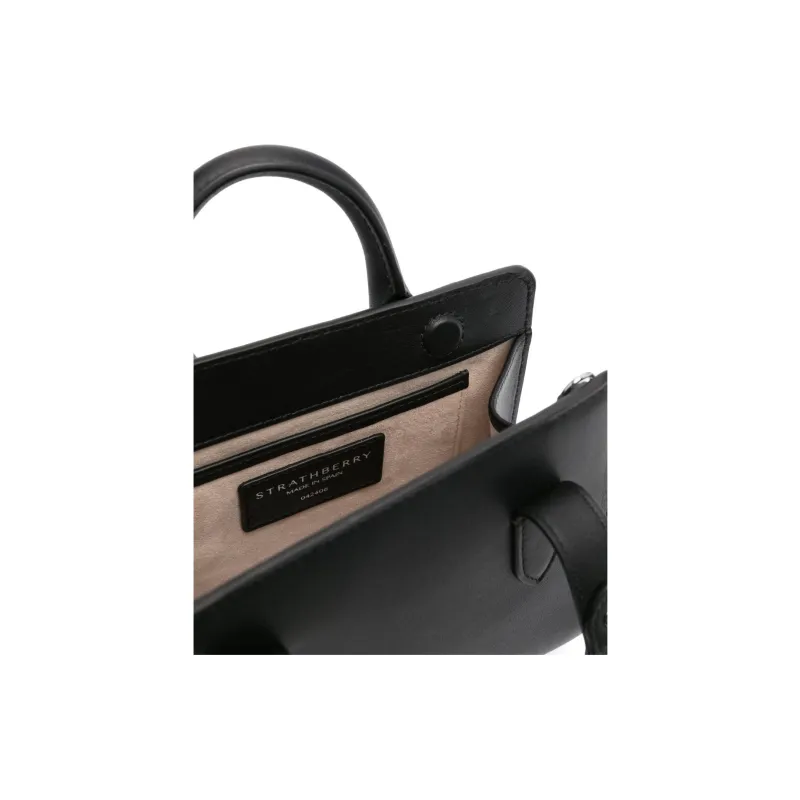 Strathberry Leather Tote Bag Shopping Bag Handbag Nano Women's Black-1