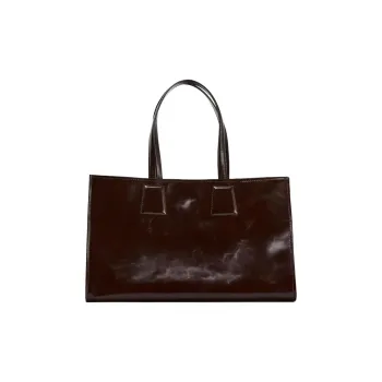 ZARA Cow Leather Tote Bag Shopping Bag Handbag Large Size Women's Red