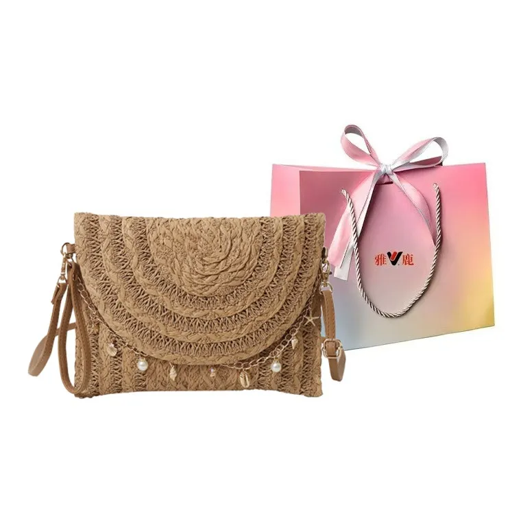 Yalu Woven Crossbody Bag Shoulder Bag Regular Women's Ecru/Khaki-6