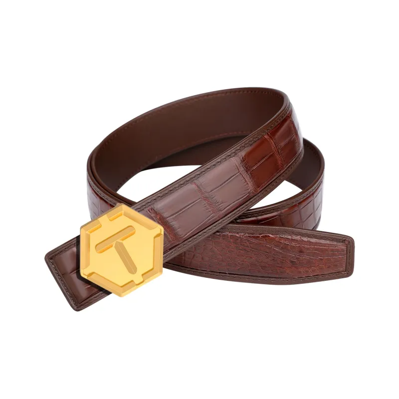 CATELLES Crocodile Leather Leather Belts Men's 3.5cm-9