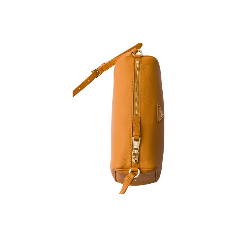 PRADA Leather Clutches Shoulder Bags Women's Amber-3
