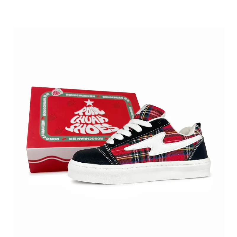 Rongchuan Anti-Slip And Wear-Resistant Lightweight Low-Top Skateboard Shoes Unisex Black Red-1