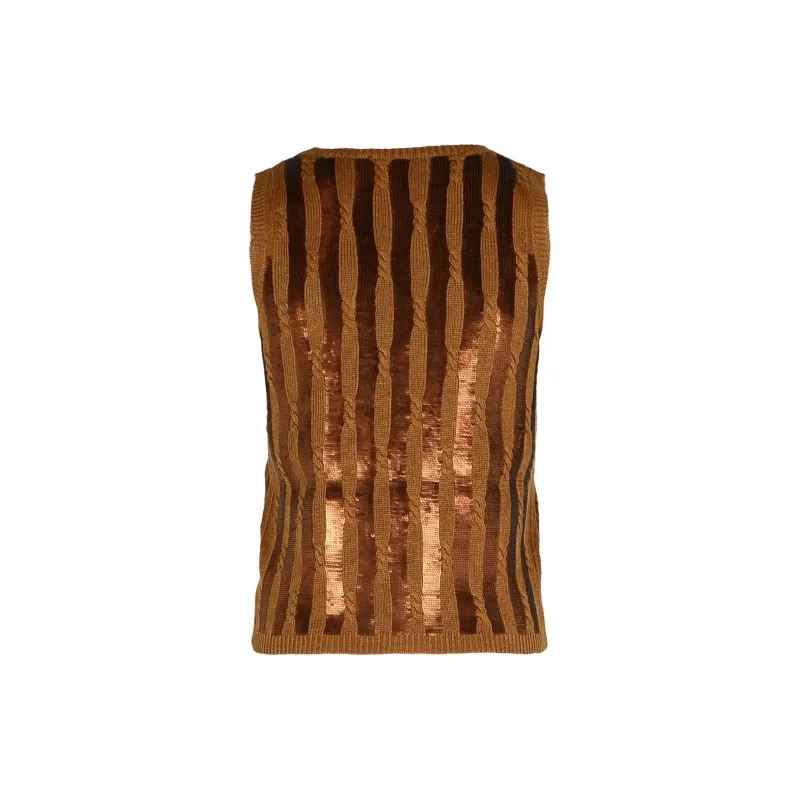 MaxMara Sequin Detailed Sleeveless Knit Top-1