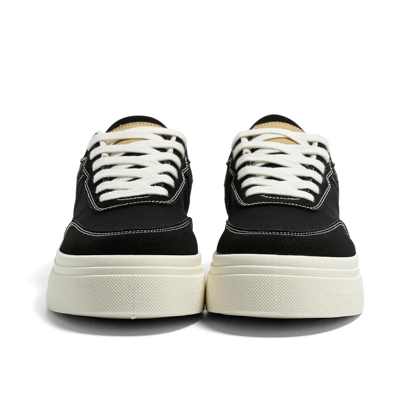 HUANQIU Anti Slip And Wear Resistant Height Increasing Low Top Canvas Shoes Men's Black-4