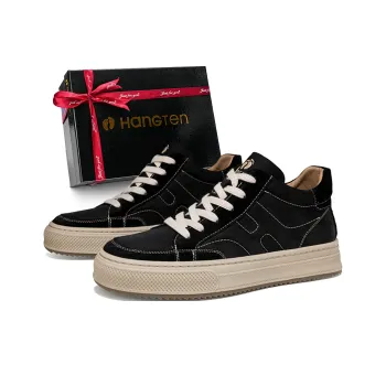 HANG TEN Lightweight Height Increasing Wear Resistant Slip Resistant Low Top Skateboard Shoes Men's