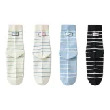 [4 Pack/Stripes Fabric Label]White Green Stripes+White Blue Stripes+Blue+Black