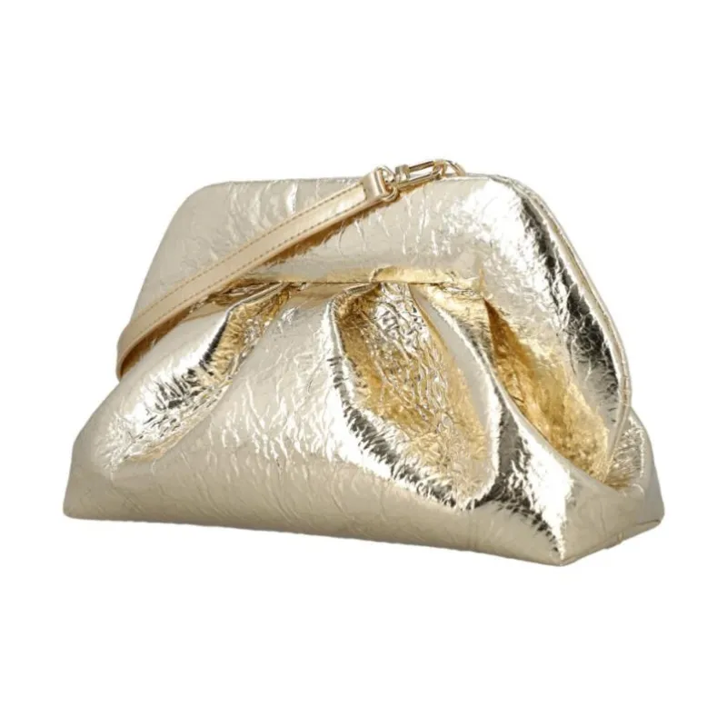 THEMOIRE Pineapple Fiber Shoulder Bag Women's Gold-2