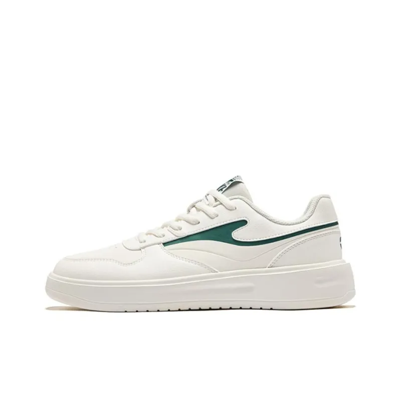 Erke Anti Slip And Wear Resistant Lightweight Low Top Skateboard Shoes Men's White Green-0