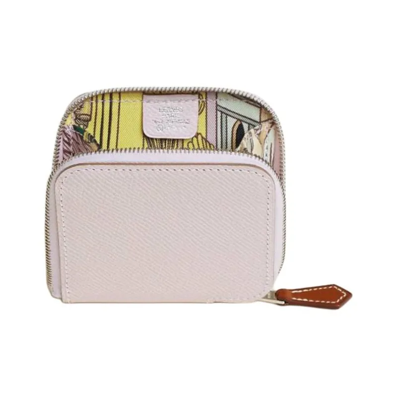 HERMES Silk'In Epsom Calfskin Wallet Women's Pink-0