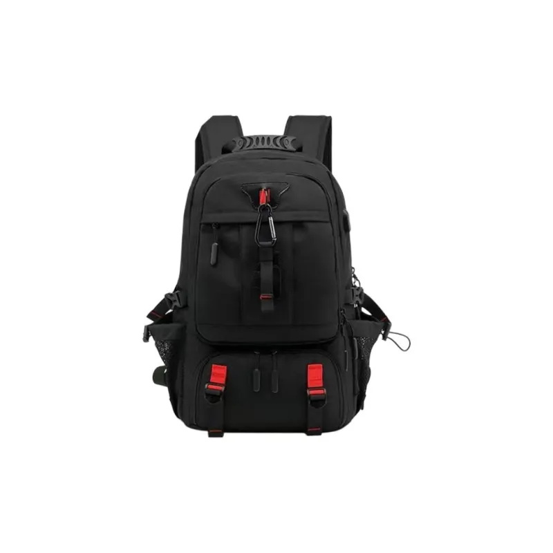 VIHUS Oxford Backpack Unisex Black/Black Red-5