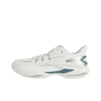 VICTOR Cushioning Slip Resistant Support Low Top Badminton Shoes Unisex White Silver