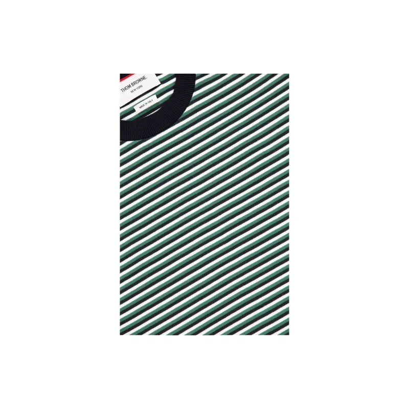 THOM BROWNE Striped Milano Ribbed Crewneck T Shirt-1