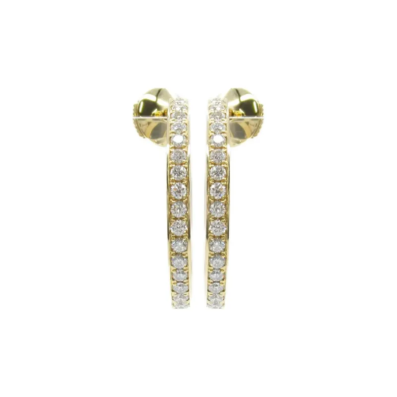 Cartier 2010s Pre owned 18K Yellow Gold Classic Hoop Diamond Earrings-1