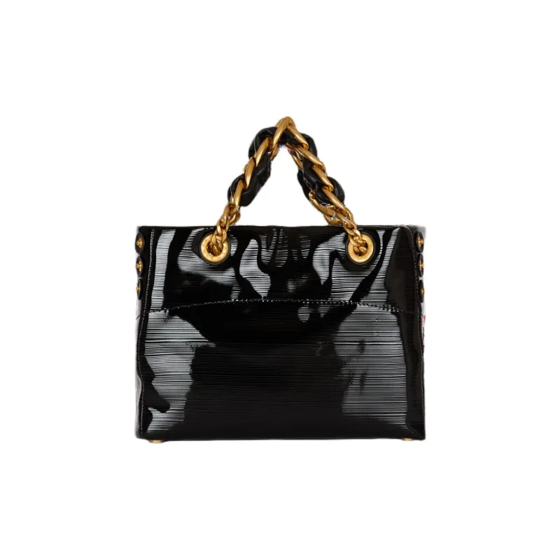 BALMAIN Calfskin Tote Bag Shopping Bag Shoulder Bag Handbag Small Size Women's Black-1
