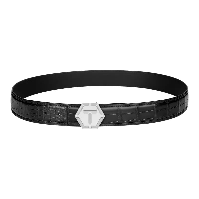 CATELLES Crocodile Leather Leather Belts Men's 3.5cm-5