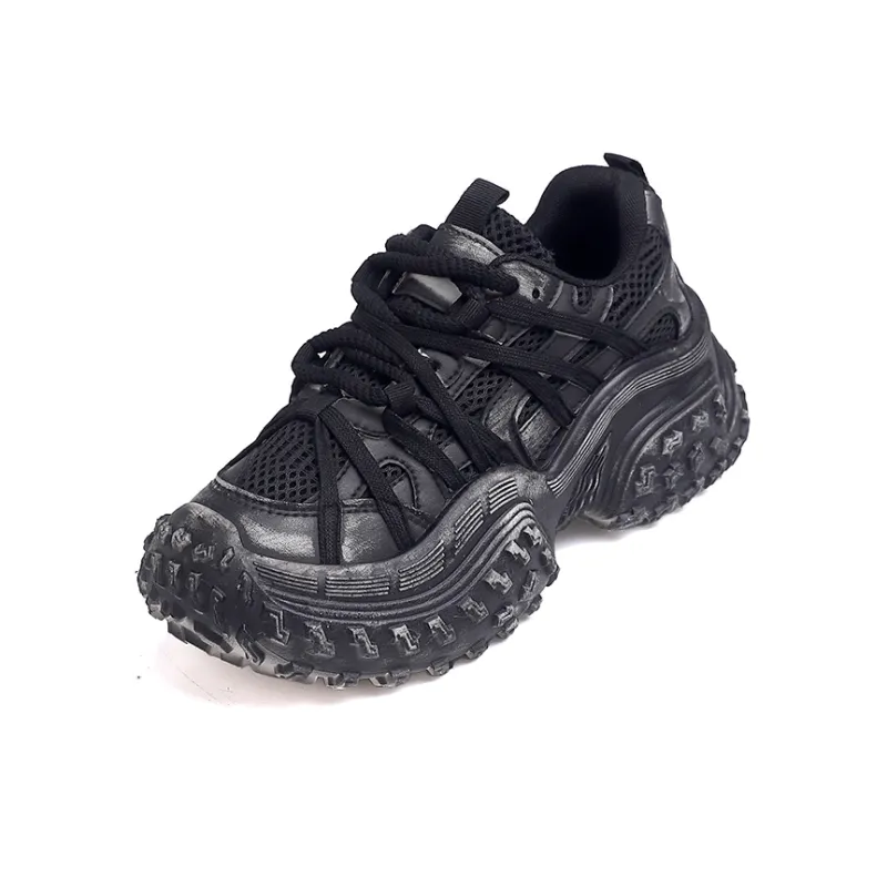 Turns By Turns Wear-Resistant Breathable Lightweight Height Increasing Low-Top Chunky Sneakers Unisex-0