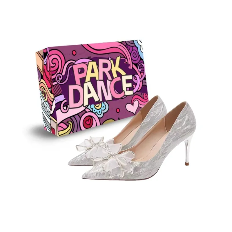 PARK DANCE Slim Heel High Heels Women's Silver-0