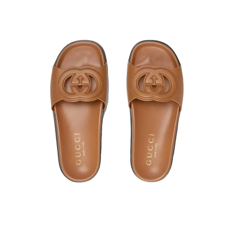 GUCCI Slide Slippers Women's Light Brown-3