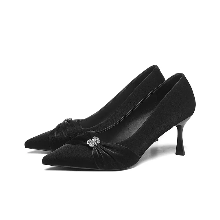 Golden Silk Rabbit High Heels Women's-1