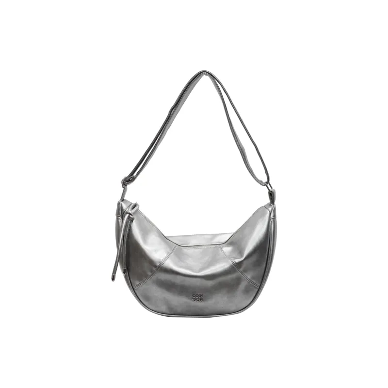 Yalu PU Crescent Bag Shoulder Bag Women's Black/Ecru/Pink/Silver/Green-19