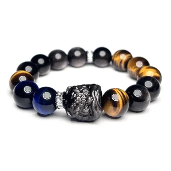 MOUNTAINS AND MANS Tiger's Eye Stone Luxury Good Luck Beaded Bracelet Men's