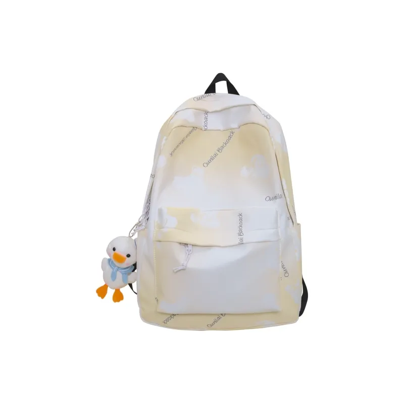 KAMLUI Nylon Backpack Regular Unisex Light Gray/Black/Light Yellow/Light Green-11