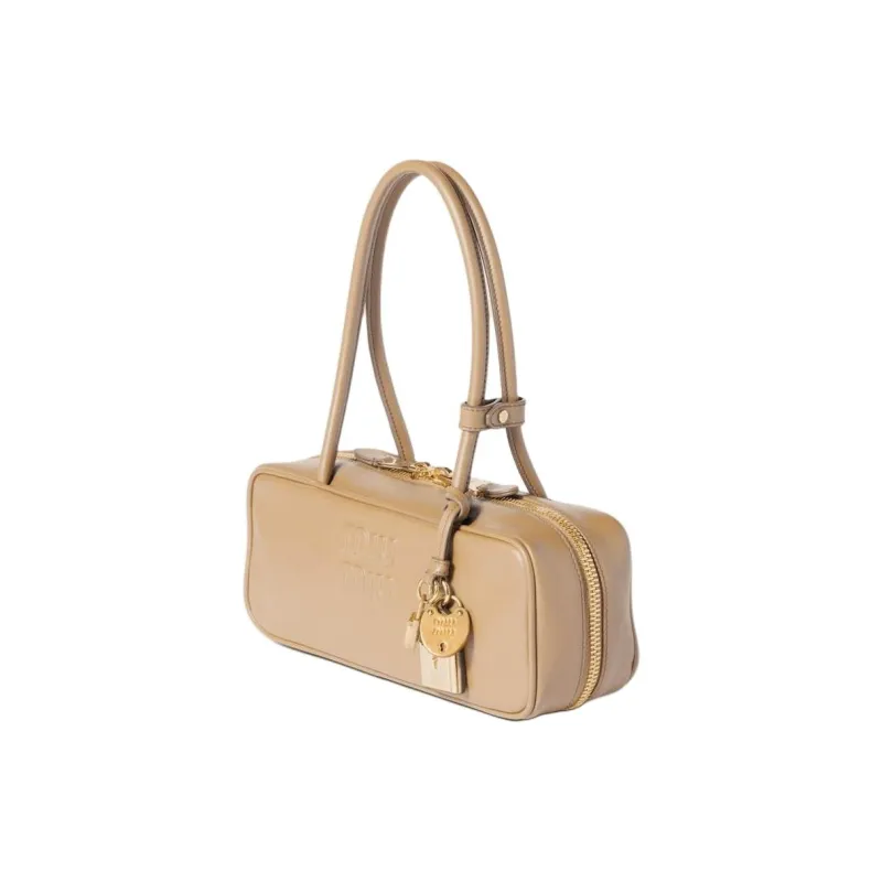 MIU MIU Beau Calfskin Shoulder Bag Women's Sand-1