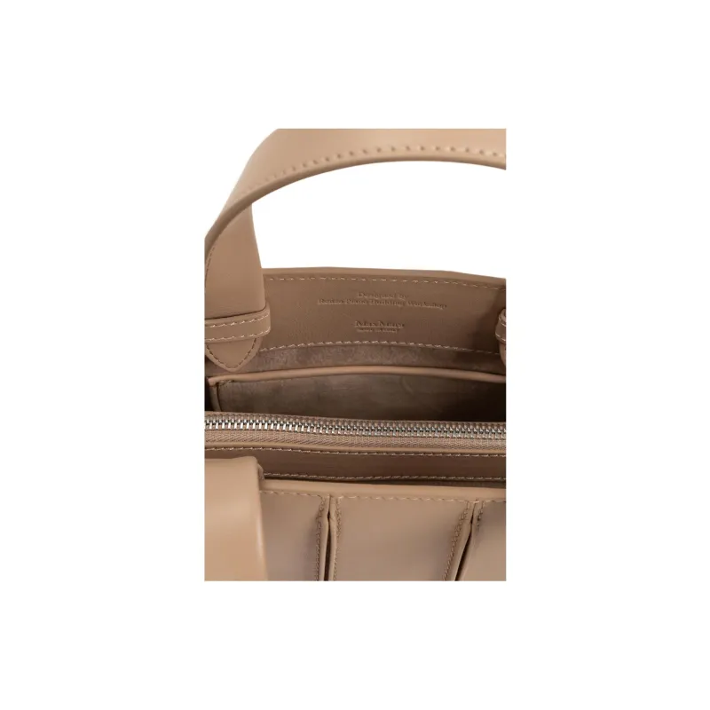 MaxMara Genuine Leather Shoulder Bag, Crossbody Bag, Handbag Women's Beige-3