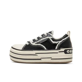 OLD ORDER Abrasion Resistant Height Increasing Low Top Canvas Shoes Unisex Black