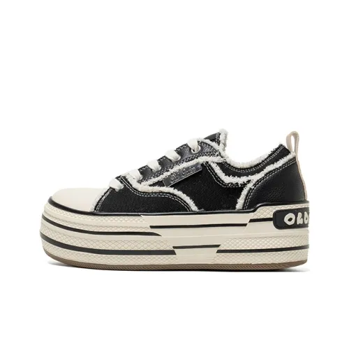 OLD ORDER Abrasion Resistant Height Increasing Low Top Canvas Shoes Unisex Black