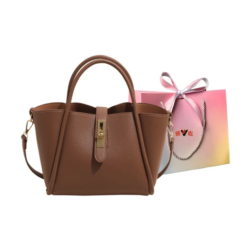 Yalu PU Handbag Regular Women's Black/Ecru/Apricot/Khaki-21