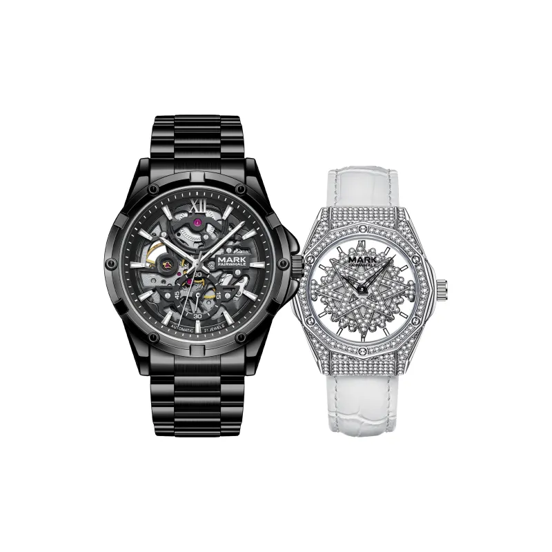 FAIRWHALE Automatic Mechanical Movement Metal Strap Watch Unisex Black Dial-5