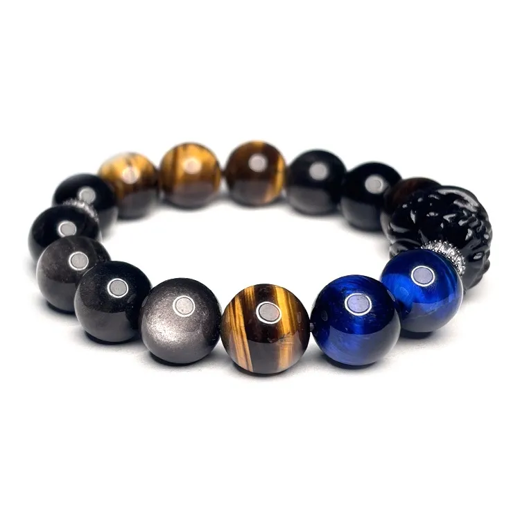 MOUNTAINS AND MANS Tiger's Eye Stone Luxury Good Luck Beaded Bracelet Men's-3