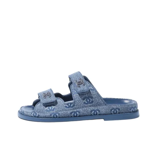 CHANEL Slide Slippers Women's Blue