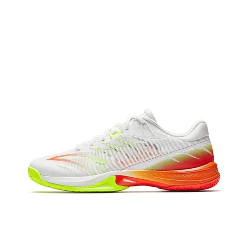 Anta Slip Resistant, Abrasion Resistant, Breathable Low Top Badminton Shoes Men's White Orange Green