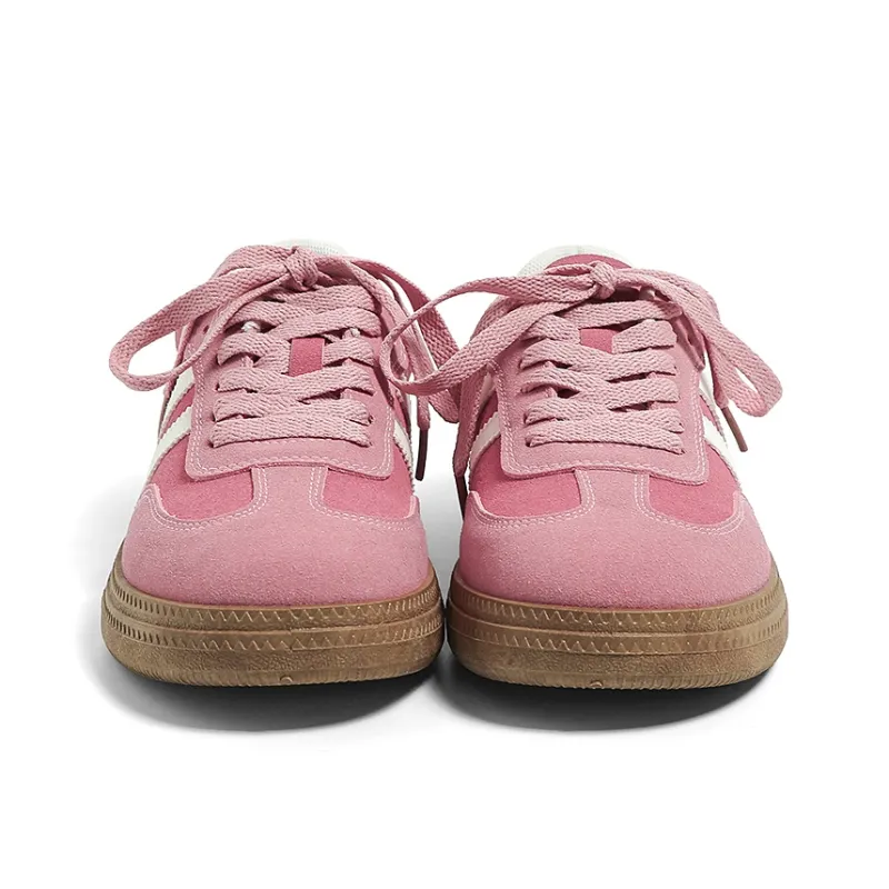 HUANQIU Anti Slip And Wear Resistant Lightweight Low Top Skateboard Shoes Women's Rose Red-3