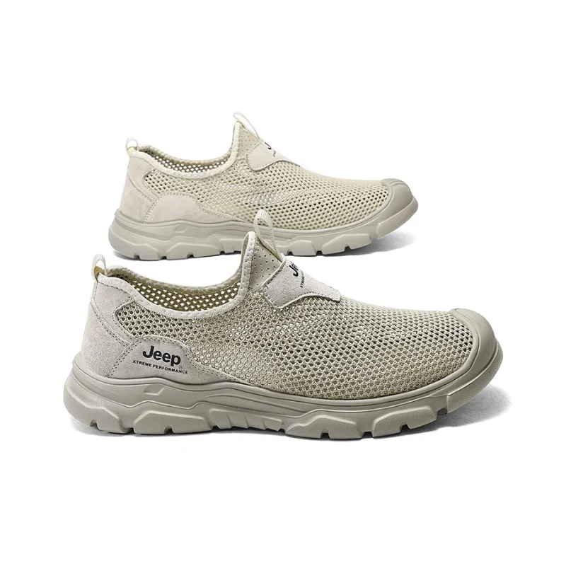 Jeep Anti Slip Wear Resistant Waterproof Breathable Lightweight Warm Coverage Low Top Trekking Shoes Men's Gray-3