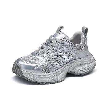 Spider King Slip Resistant Low Top Chunky Sneakers Women's Silver