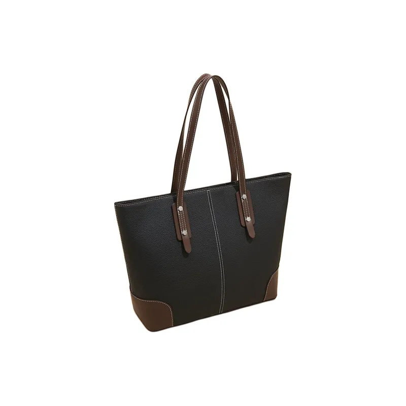 Old Man's Head Top Grain Cow Leather Shoulder Bag Women's 1Black/Elephant Gray-3