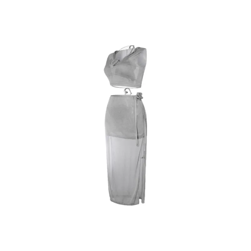 Yalu Preferred Swimming Sets Polyester Outdoor Women's Silver Gray-1