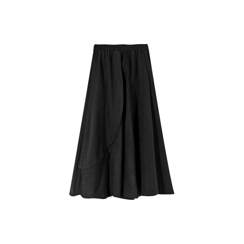 LUYUSHANYU Casual Long Skirts Unisex Black-2