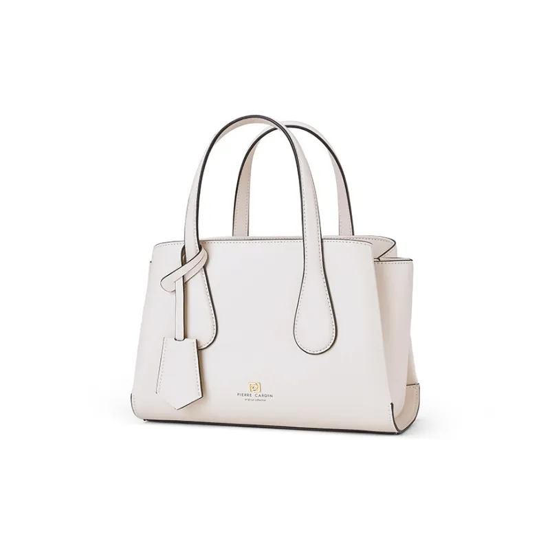 PIERRE CARDIN Cow Leather With Synthetic Leather Handbag Women's Ecru-1