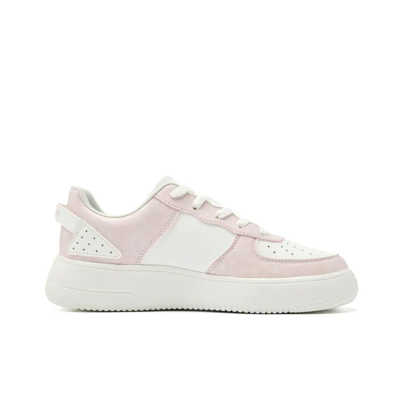 QIAODAN Coverage Slip-Resistant Balance Lightweight Low-Top Skateboard Shoes Women's Ivory White Cloud Pink-1